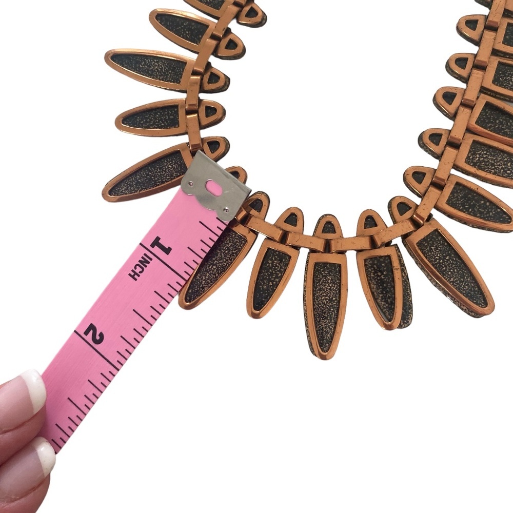 VTG Matisse Renoir copper black enamel necklace MCM mid century Nefertiti - Picture 4 of 10
